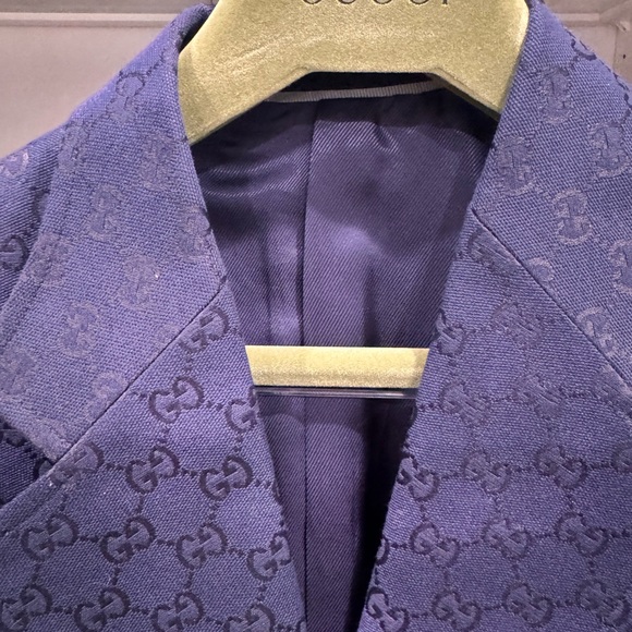 100% Authentic - GUCCI Monogram Jacket - Formal Suit Coat Size 46R - Navy Blue - Picture 6 of 15